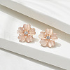 Flower Alloy Cat Eye Pendant Necklaces & Stud Earrings Sets FS-WG11189-01-3