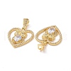 Brass Micro Pave Clear Cubic Zirconia Pendants ZIRC-F134-18G-03-3