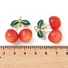 Alloy Green Enamel & Resin Cherry Pendants PALLOY-S055-01G-A-3