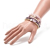 5Pcs 5 Style Natural Mixed Gemstone Chips & Natural Pearl & Brass Heart Beaded Stretch Bracelets Set BJEW-JB08988-5