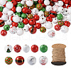 Craftdady 9 Styles Painted Christmas Natural Wood Beads WOOD-CD0001-35-1