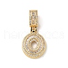 Brass Clear Cubic Zirconia European Dangle Charms KK-R003-01G-00-2
