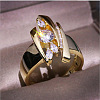 Horse Eye & Flat Round & Triangle Alloy with Crystal Rhinestone Finger Rings FS-WG6BE3E-05-2