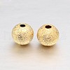 Real 18K Gold Plated Brass Textured Round Beads X-KK-L147-191-4mm-NR-1