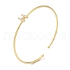 Rack Plating Brass Micro Pave Clear Cubic Zirconia Letter Open Cuff Bangles BJEW-A018-01G-H-1