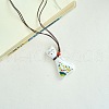 Porcelain Pendant Adjustable Imitation Leather Cord Necklaces for Women FS-WGE6687-02-1