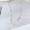 Letter V 304 Stainless Steel with Natural Shell Pendant Necklaces FS-WGFDEEC-05-1