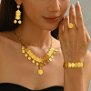 Vintage Arabian Style Brass Tassel Coins Bracelets & Earrings & Necklaces & Rings Sets for Weddings and Celebrations TB1874-4