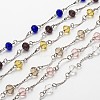 Handmade Faceted Rondelle Glass Beads Chains for Necklaces Bracelets Making AJEW-JB00087-1