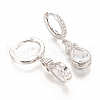 Brass Micro Pave Clear Cubic Zirconia Huggie Hoop Earrings EJEW-L234-66-4
