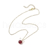 Glass Cat Shape Copper Wire Wrapped Pendant Necklaces NJEW-JN05258-5