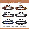 ANATTASOUL 6Pcs 5 Style Natural Lava Rock & Tiger Eye & Synthetic Agate Braided Bead Bracelets Set BJEW-AN0001-12-2