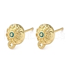 Flat Round Brass Stud Earrings Findings KK-K346-24G-1
