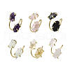 Natural Mixed Stone Cuff Rings RJEW-B122-02G-2