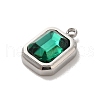 304 Stainless Steel Glass Pendants STAS-L022-062P-04-2