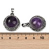 Natural Amethyst Half Round Pendants PALLOY-R159-01AS-08-3