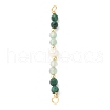 Faceted Round Natural Green Aventurinee & Malachite & Potato Natural Cultured Freshwater Pearl Beaded Connector Charms PALLOY-JF03531-03-1