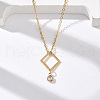 304 Stainless Steel Crystal Rhinestone Geometric Pendant Cable Chain Necklaces NJEW-Z073-01G-03-1