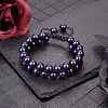 Synthetic Blue Goldstone Braided Bead Bracelet BJEW-SW00001-12-3