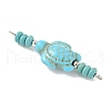 Dyed Synthetic Turquoise Turtle Rondelle Beaded Connector Charms PALLOY-JF04013-02-4