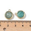 Brass Pave Natural Amazonite Faceted Flat Round Charms G-U028-03G-04-3