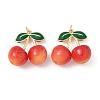 Alloy Green Enamel & Resin Cherry Pendants PALLOY-S055-01G-A-1