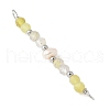 Faceted Round Natural Gold Rutilated Quartz & Yellow Opal & Potato Natural Cultured Freshwater Pearl Beaded Connector Charms PALLOY-JF03532-08-2