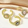Brass Micro Pave Clear Cubic Zirconia Enamel Cuff Rings for Women RJEW-L113-030G-3
