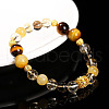 Natural Tiger Eye & Crystal Quartz Round Beads Stretch Bracelets WG049BD-07-1