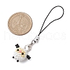 Sheep Glass Seed Beads Charms Mobile Straps HJEW-MZ00117-3