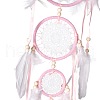 Handmade Round Woven Net/Web with Feather Wall Hanging Decoration HJEW-G015-05-4