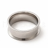 201 Stainless Steel Grooved Finger Ring Settings STAS-P323-04P-2