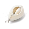 Printed Natural Cowrie Shell Copper Wire Wrapped Pendants PALLOY-JF03954-02-5