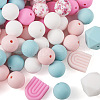 78Pcs 10 Style Round/Hexagon/Arch Food Grade Eco-Friendly Silicone Beads SIL-TA0001-43-3