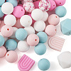 78Pcs 10 Style Round/Hexagon/Arch Food Grade Eco-Friendly Silicone Focal Beads SIL-TA0001-43-3