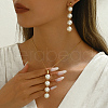 Elegant Stainless Steel & Round Plastic Imitation Pearl Stud Earrings & Necklaces Sets for Women QM1895-3