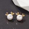 925 Sterling Silver Micro Pave Clear Cubic Zirconia Stud Earrings for Women EJEW-K303-02A-G-1