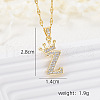 Brass Micro Pave Clear Cubic Zirconia Crown Initial Pendant Necklaces FS-WGD727C-26-1