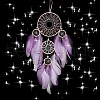 Iron Ring Woven Net/Web with Feather Wall Hanging Decoration PW-WG22057-01-3