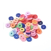 Flat Round Handmade Polymer Clay Beads CLAY-R067-8.0mm-M1-4