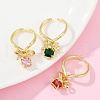 Brass Micro Pave Cubic Zirconia Adjustable Open Cuff Rings for Women RJEW-U057-05G-3