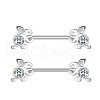 304 Stainless Steel Clear Cubic Zirconia Nipple Barbells WG1DC98-02-1
