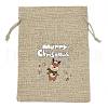 Christmas Printed Burlap Packing Pouches Drawstring Bags ABAG-Q053-02B-05-1