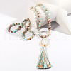 Bohemian Oval Natural Druzy Agate Tassel Pendant Necklaces FS-WGAFDEB-03-1