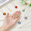FIBLOOM 8Pcs 8 Styles Natural Mixed Gemstone Heart Pendant Necklace with Alloy Chains NJEW-FI0001-45-3
