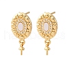 Brass Micro Pave Cubic Zirconia Shell Stud Earrings Findings KK-D363-10G-1