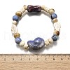 Handmade Porcelain Beads & Synthetic Howlite Beads Stretch Bracelets for Women BJEW-D307-01C-3