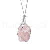 304 Stainless Steel Empty Macrame Pouch Pendant Singapore Chain Necklaces NJEW-JN05284-03-3