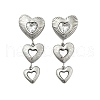 Heart 304 Stainless Steel Clear Cubic Zirconia  Dangle Stud Earrings EJEW-D319-17P-4