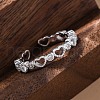 Hollow Heart S925 Sterling Silver Micro Pave Cubic Zirconia Open Cuff Rings for Women RJEW-R013-01S-2